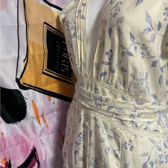 NWOT Reformation unlined pastel blue flowered country cotton smock pocket dress - Picture 5 of 16